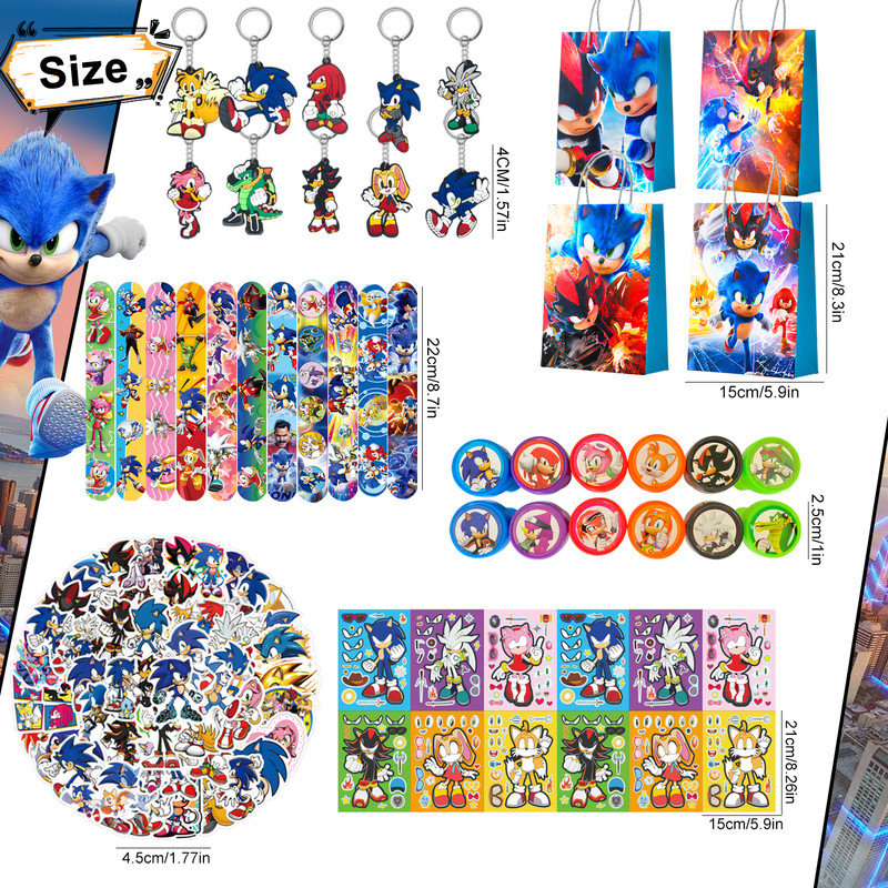 Ensemble de décorations de fête d'anniversaire Sonic pour enfants, 110 pièces Sonic