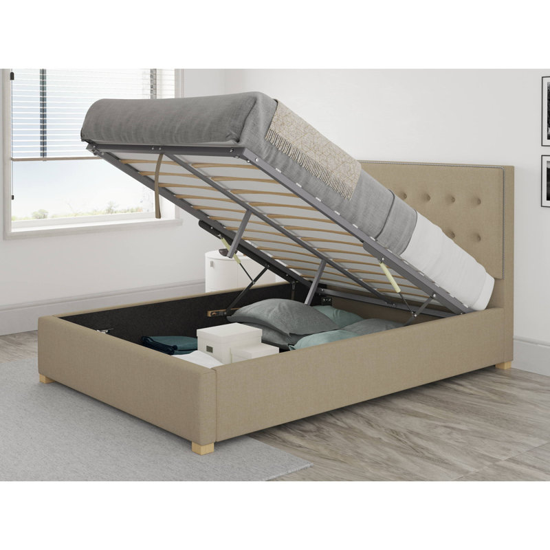 Abarca Upholstered Ottoman Storage Bed, Super King (6'), Natural