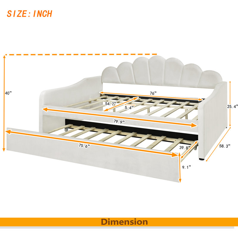 Full Size Upholstery Daybed, Beige