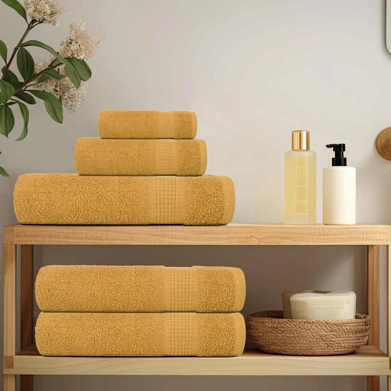 Towel Set 360 Gsm 100% Cotton, 12 Piece Towel Set, Yellow
