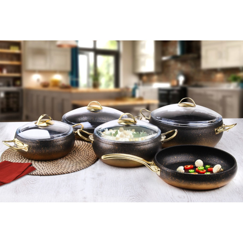 Mimi 9 - Piece Non-Stick Stoneware Cookware Set, Black