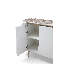 Armoire de rangement moderne Elisa blanche avec plateau et pieds champagne doré.
