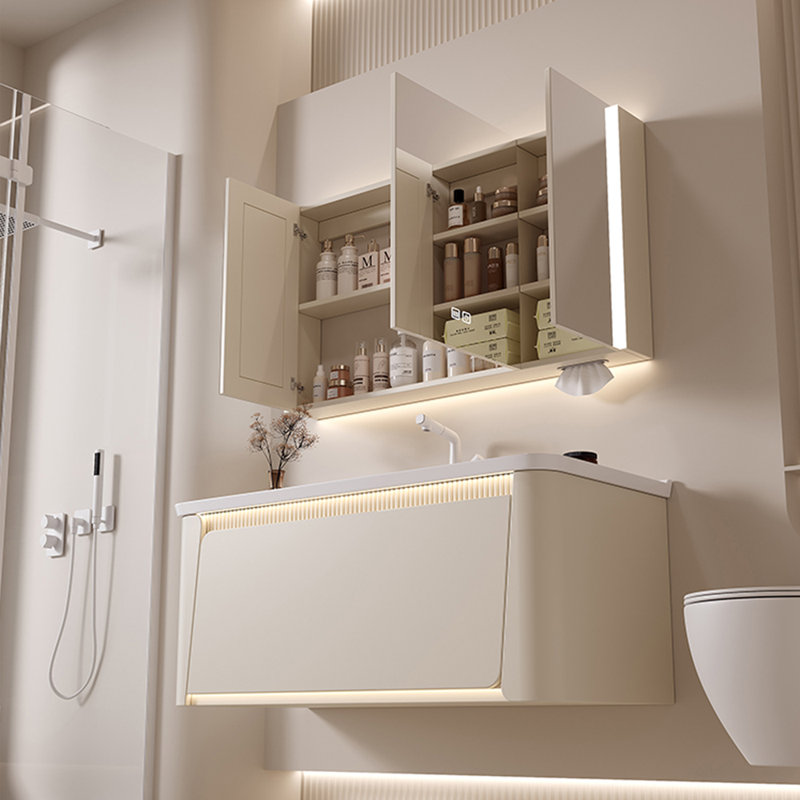 Minimalist cream-style bathroom cabinet