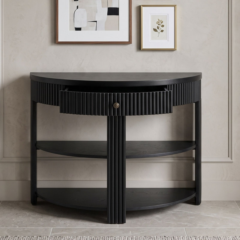 Console avec tiroir et tablettes, Noir