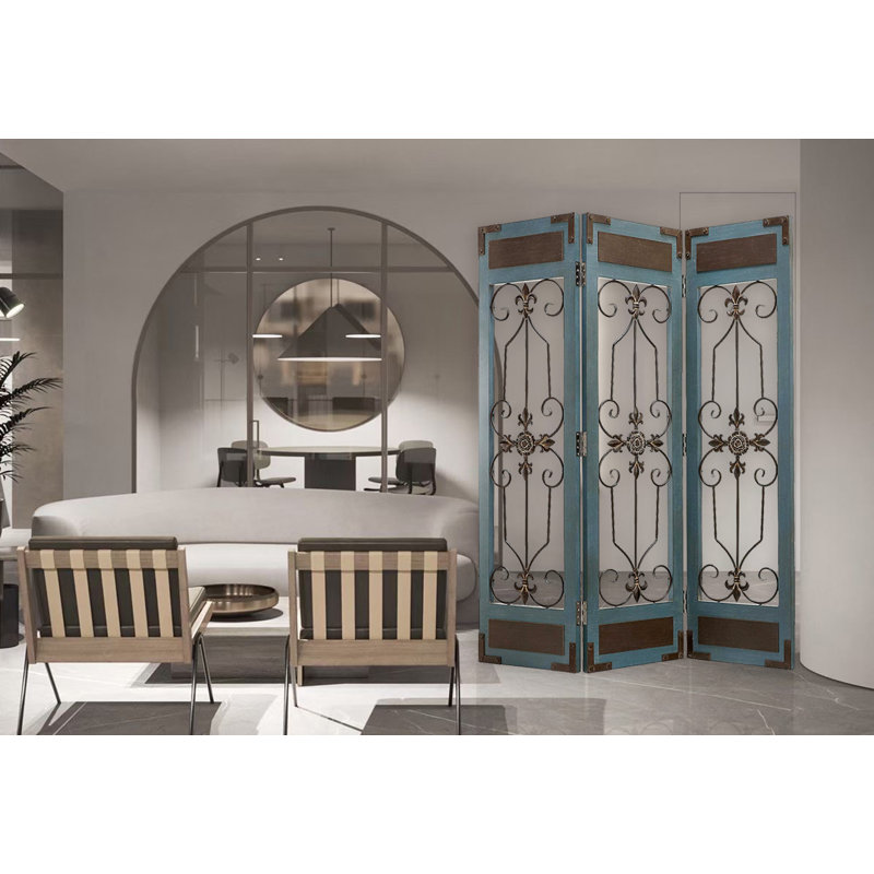 SG-261 Provence Iron Scroll 3-Panel Screen