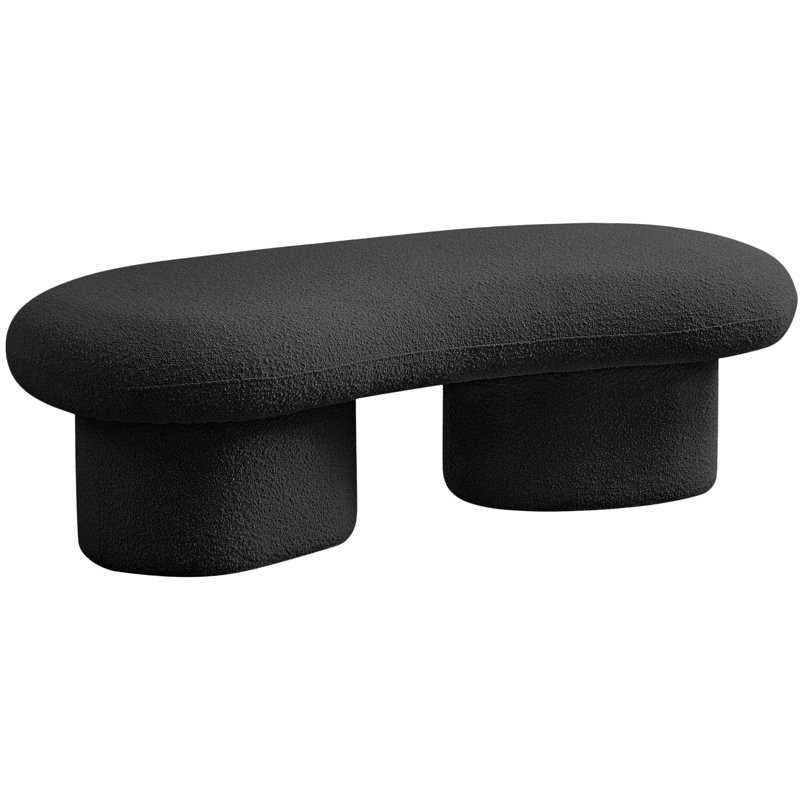 Luka Ipswich Schriver Upholstered Bench, Black Boucle Fabric