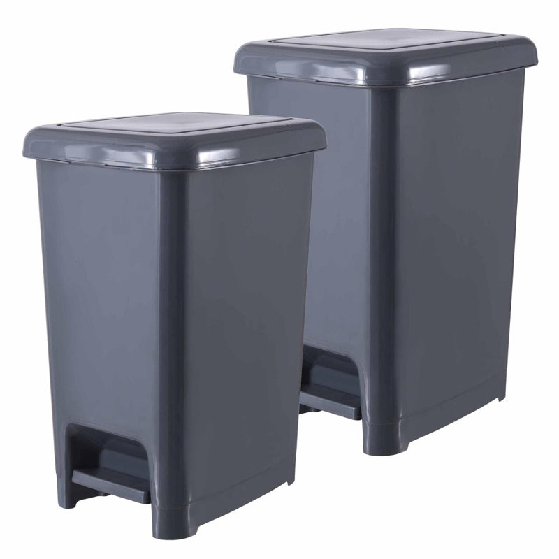 Poubelle à pédale avec couvercle, Superio Slim, Gris onyx, 6.5 Gallon