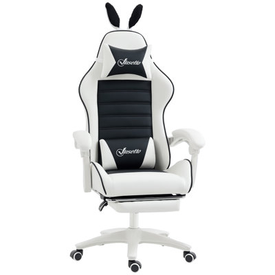 Mignon fauteuil de jeu inclinable avec repose-pieds, noir