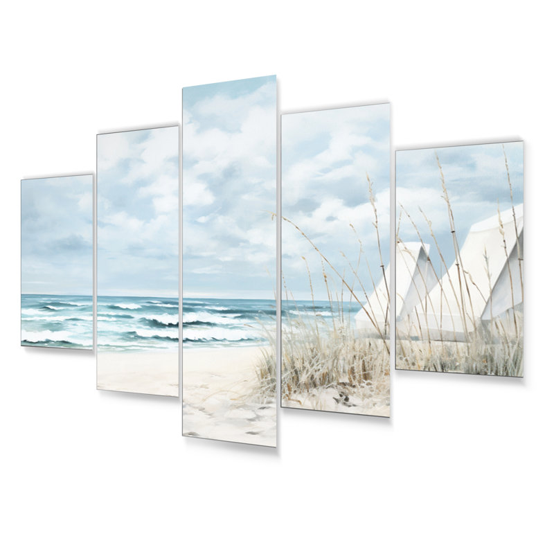 Ensemble de salon d'art mural en métal Beach Minimalisme Landscape II - Nautique et plage