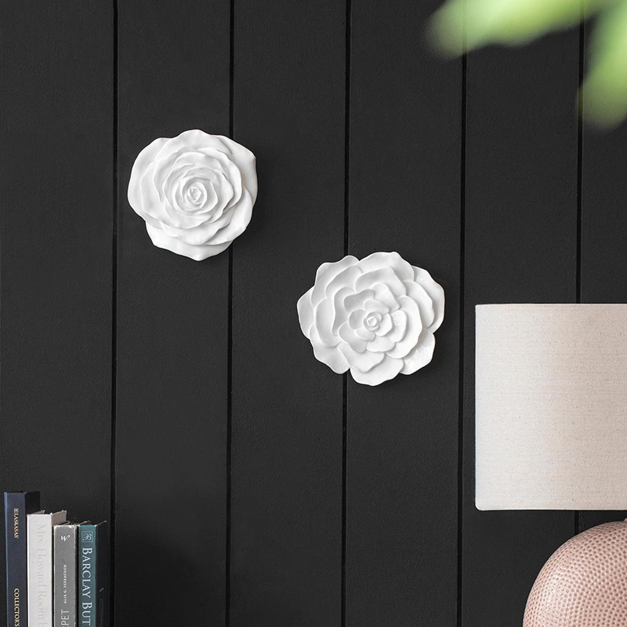 Fleur De Lis Living S/2 White Rose Hanging Wall Accents | Wayfair