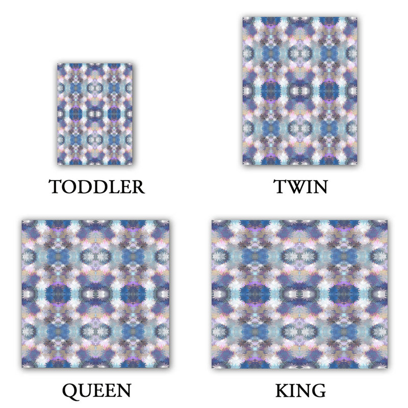 Polyester Ikat Duvet Cover, 1 Queen Duvet Cover + 2 Standard Shams, Blue/White/Brown