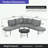 Half- Moon Curved Outdoor Sofa Set with Coffee Table and Backrest Cushions-1453113189
