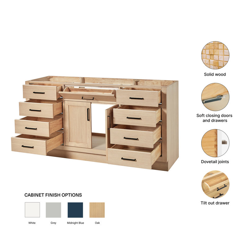 Hepburn 66 Single Bathroom Vanity Base Only, Oak