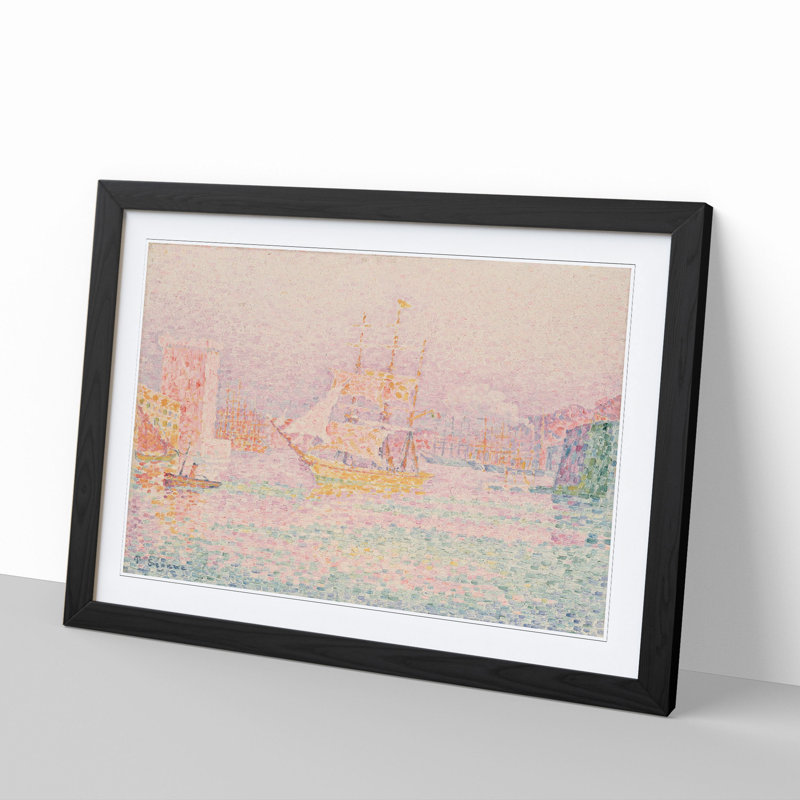 The Harbour at Marseilles by Paul Signac - Picture Frame Painting, Black, 36cm H x 48cm W x 2cm D