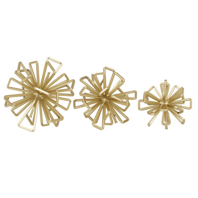 Graidy 3 Piece Gold Metal Geometric Sculpture Set