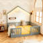 Lit sur pied avec rails hauts, lit Montessori en bois avec lumière-121107497-121107499