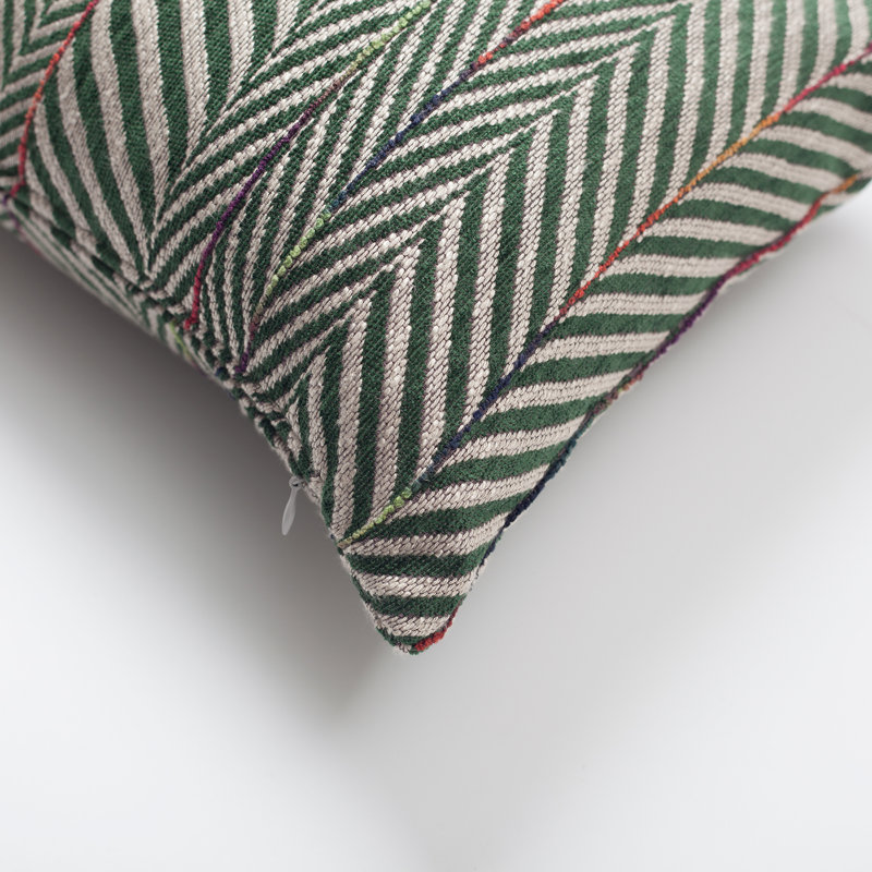 Brennon Chevron Rectangular Lumbar Cushion, Green