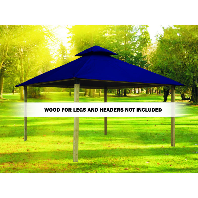 Fixation de toit L 12 pi. D Pavillon de jardin en bois massif, H 141,5 po x l 144 po x P 144 po, Royal classique
