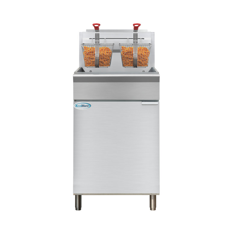  50 lb. Floor Standing Liquid Propane Commercial Fryer with 120,000 BTU in Stainless-Steel, ETL Listed, 75 lb.