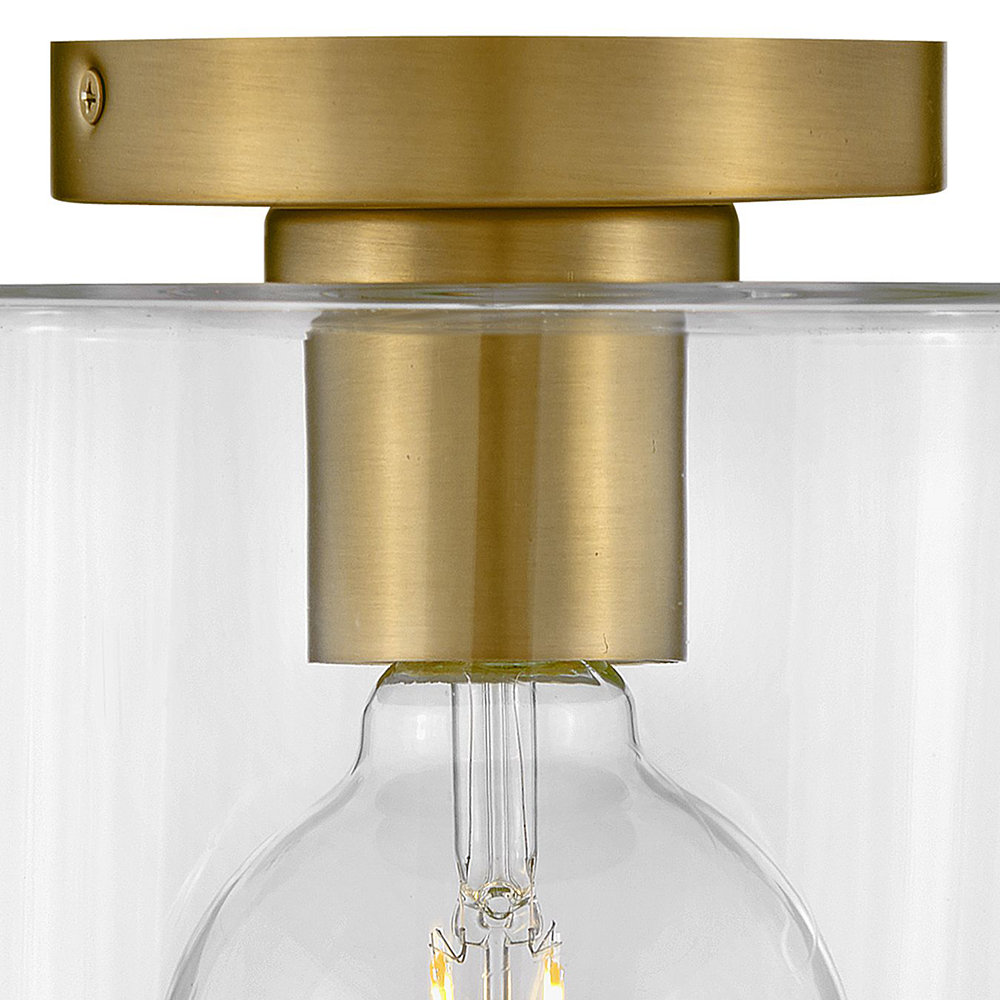 Lydia Single Light Glass Semi Flush Mount, Lacquered Brass