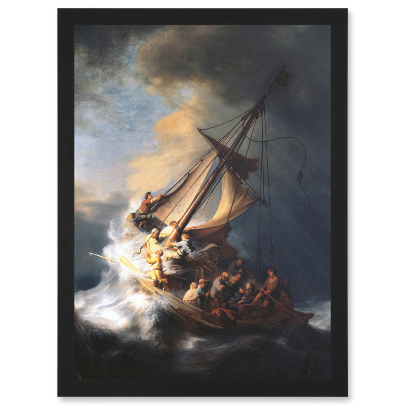 Rembrandt Christ Storm On Lake Of Galilee Sailing Ship by Rembrandt Van Rijn - Single Picture Frame Print