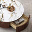 Table basse ronde moderne avec plateau en pierre frittée et 2 tiroirs Modern