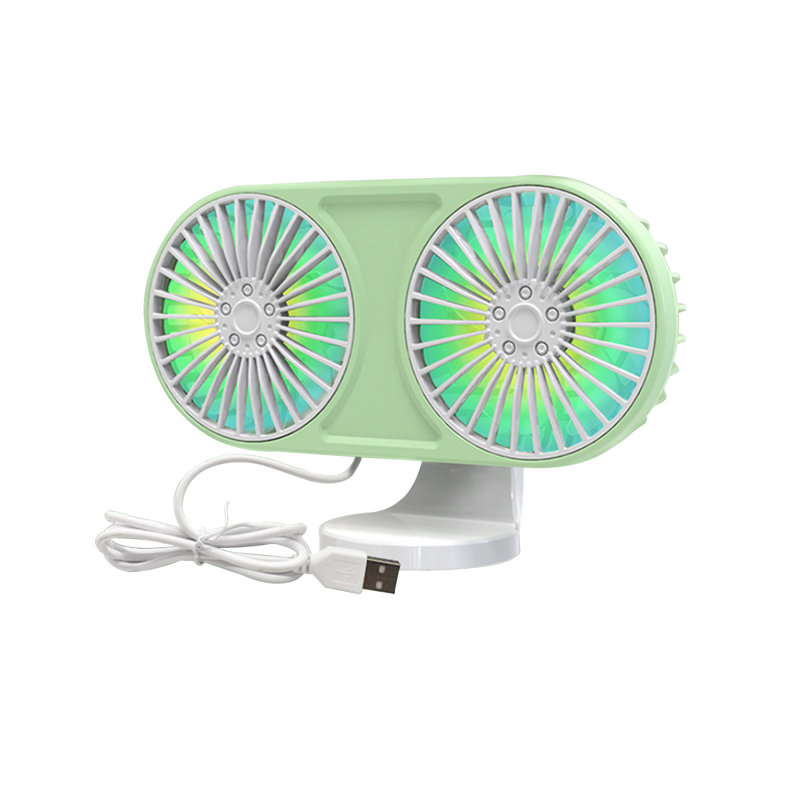 Ventilateur de voiture multifonctionnel à ajustement de 360 ° kbndieu, équipé d'un moteur silencieux et de 5 pales, supportant un réglage à 3 vitesses et une lumière d'ambiance colorée