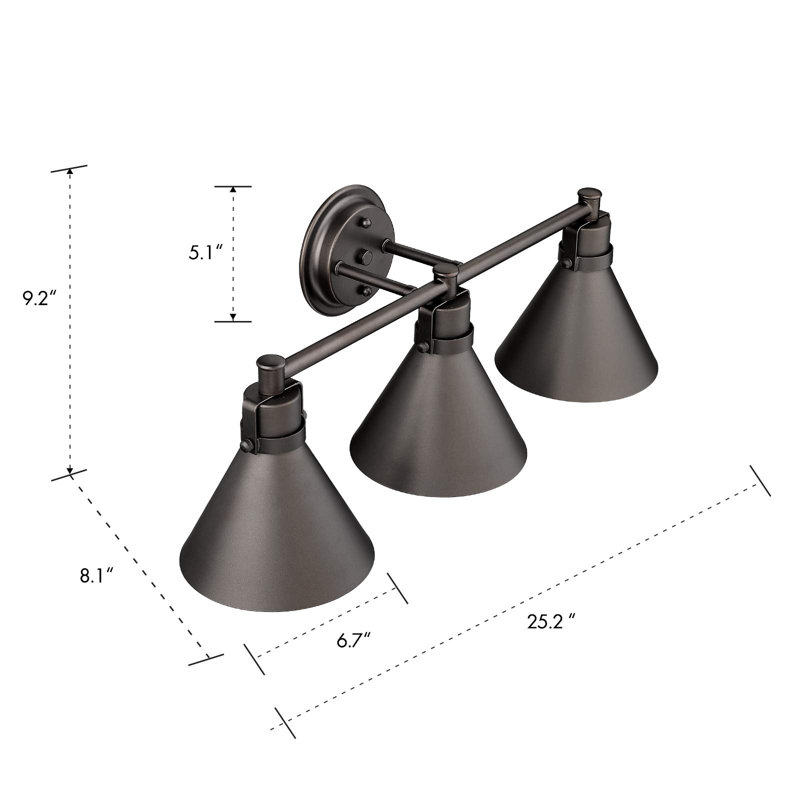 Éclairage pour meuble-lavabo industriel 3 lumières, Bronze huilé