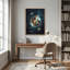 Art mural sur toile en forme de cristal géométrique rougeoyant et cyan-133543959