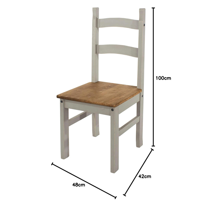 45cm H Solid Wood Ladder Back Parsons Chair, Grey