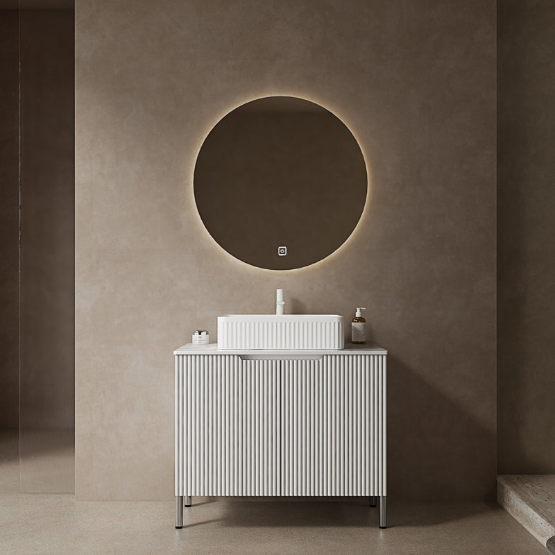 Meuble-lavabo autoportant avec lavabo et 2 portes, Blanc