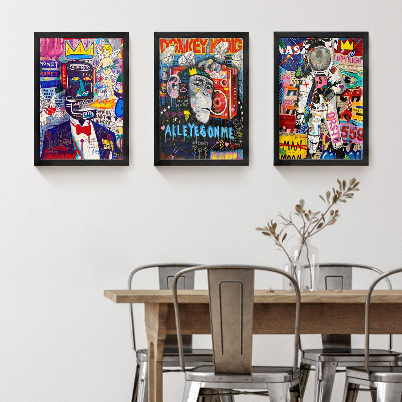 Banksy Graffiti Street Wall Art, reproduction d'art sur toile encadrée 3 pièces