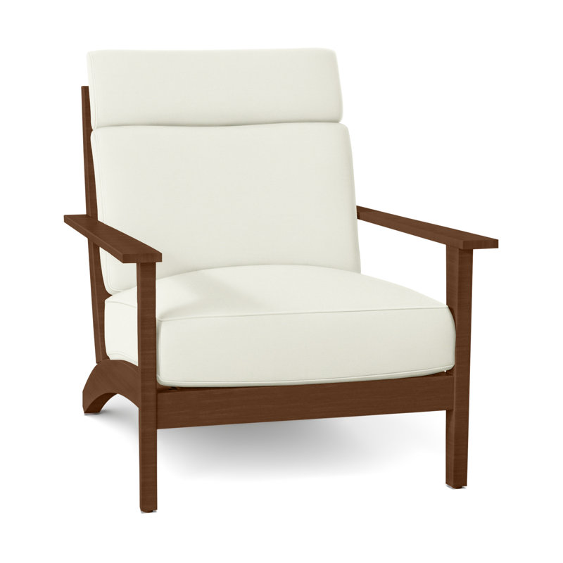 Kennebunkport Patio Chair with Cushions, Oak, Welt + Standard fill, Natural White