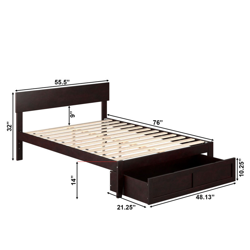Farrah Platform Storage Bed, Full, Dark Brown