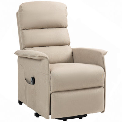 Soft Recliner, Power Lift Recliner Chair For Elderly, Easy Assembly, Fabric Lift Chair With Remote Control, Side Pockets For Living Room, Beige