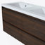 Meuble-lavabo de salle de bain avec lavabo double, lavabo en résine, 4 tiroirs à fermeture en douceur