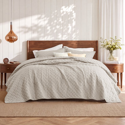 Bedsure Twin/Twin XL Lightweight Quilted Blanket - Breathable Basket Weave Quilt for Dorm Room & Home - AC-Friendly Summer Bedding for Bed & Sofa - Natural-Soft Gift for Women & College Students, All Seasons