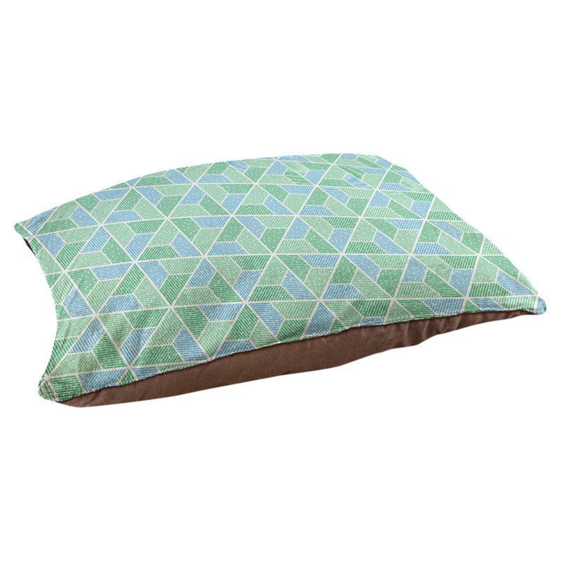 Coussin de créateur trapézoïdals Byrge, L 29,5 po x l 19,5 po, Vert / Bleu