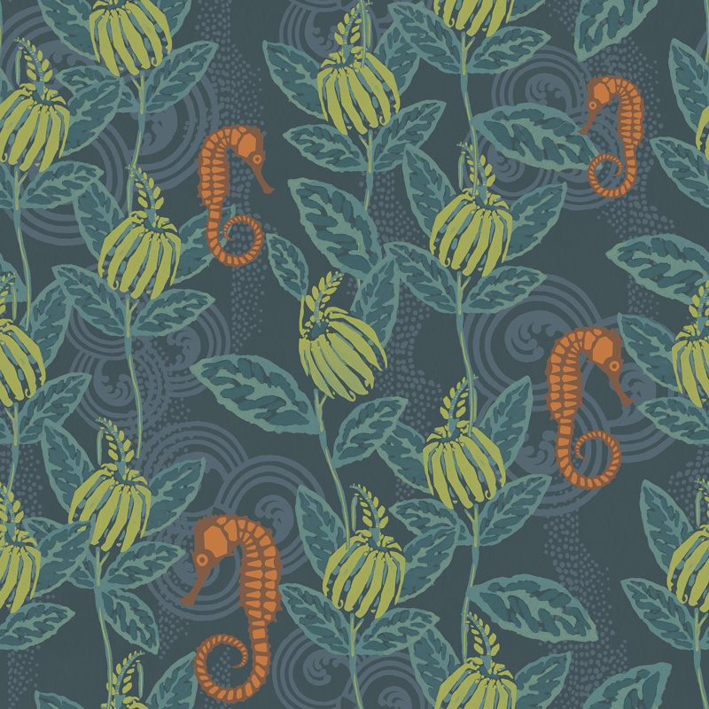 Yuki Osada Floral Wallpaper Double Roll, Sea Blue