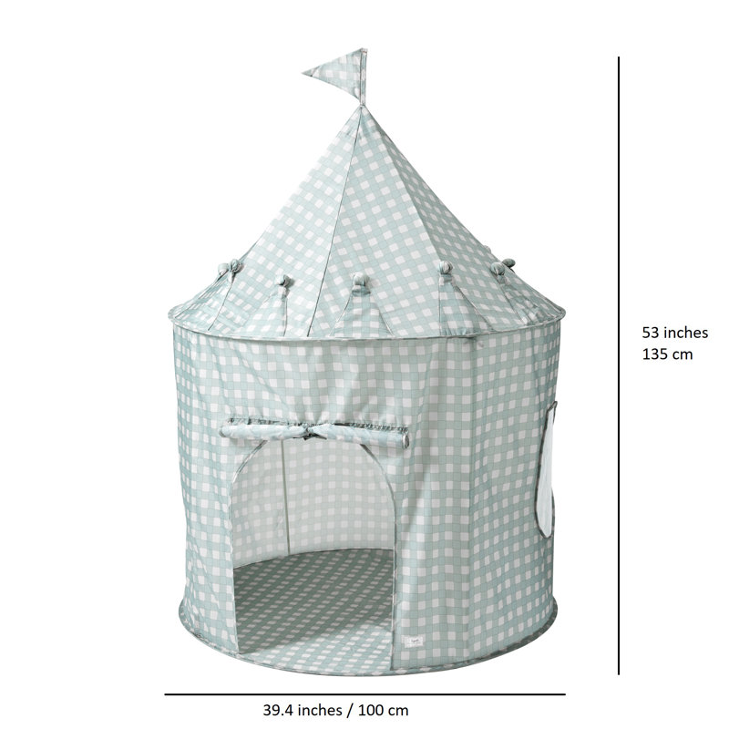 Gingham Blue Recycled Fabric Kids Play Tent Castle