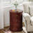 Solid Wood Round Side Table With 4 Drawers Set Of 2-995325765