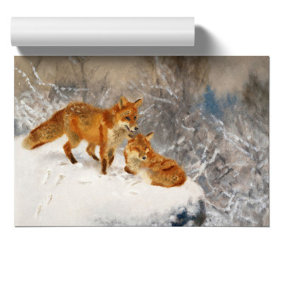 Two Foxes by Bruno Liljefors - No Frame Painting