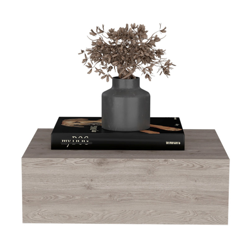 Table de chevet flottante H 5 po, tablette murale moderne avec tiroir, Gris clair