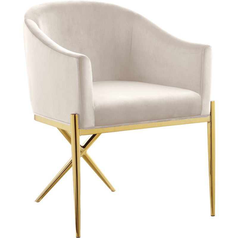 Xavier Upholstered Dining Chair, Gold, Cream Velvet