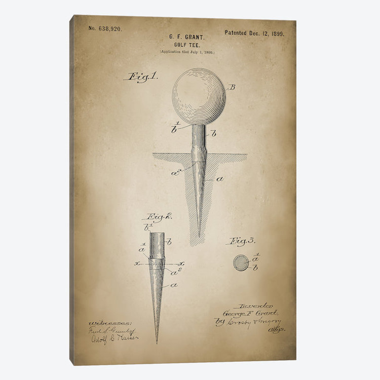 « golf tee », impression sur toile, H 26 po x l 18 po x P 1,5 po, Pas de tapis, Toile tendue