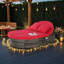 Lit de jour rond pour terrasse réglable avec plateaux et coussins pliables pour la détente au bord de la piscine-1495845447