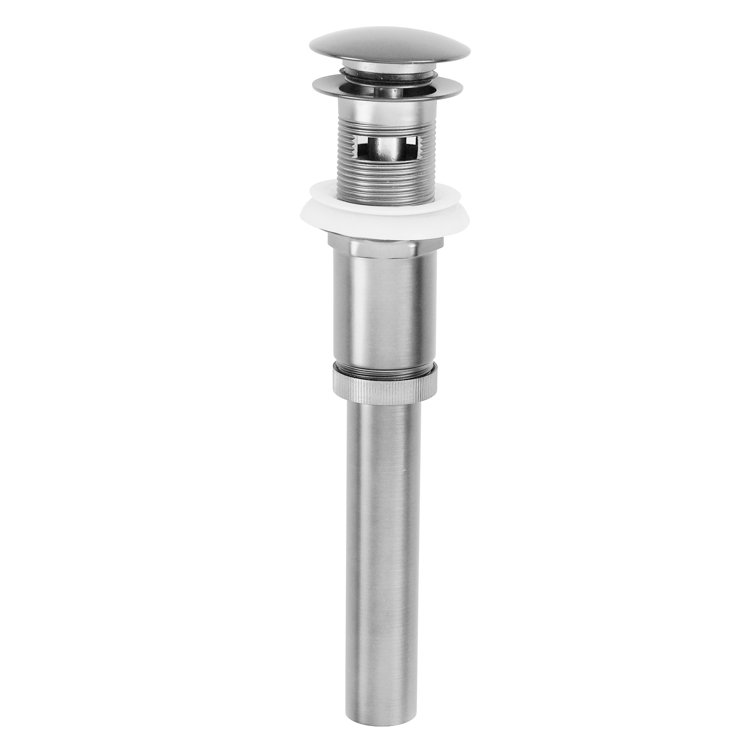 Mushroom Style Push-Down Lavatory Drain Assembly with Overflow Holes - Exposed