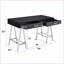 Bureaux, bureau d'écriture moderne avec 2 tiroirs Coleen, noir brillant et amp; Finition chromée | Métal, bois synthétique-760126281