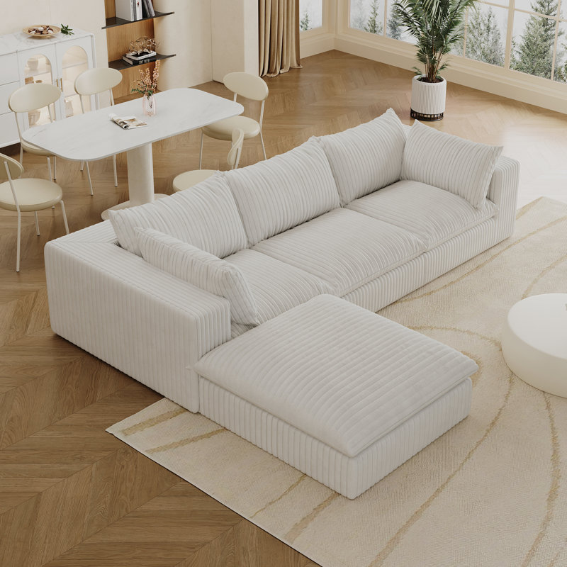 Canapés spacieux en nuage, tissu velours côtelé, design moderne pour la maison
