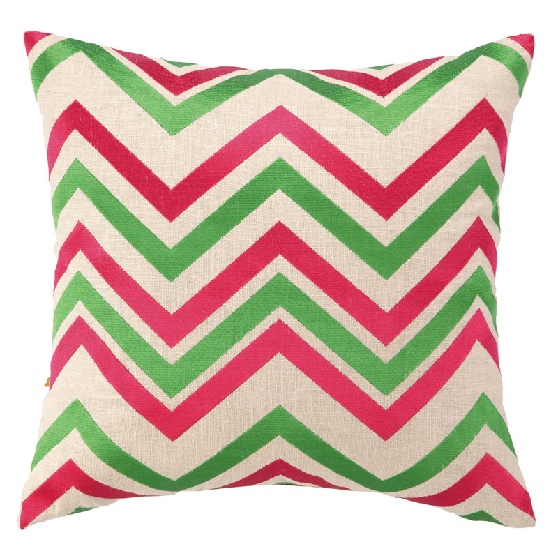 Courtney Cachet Embroidered Down Throw Pillow, Pink/Green